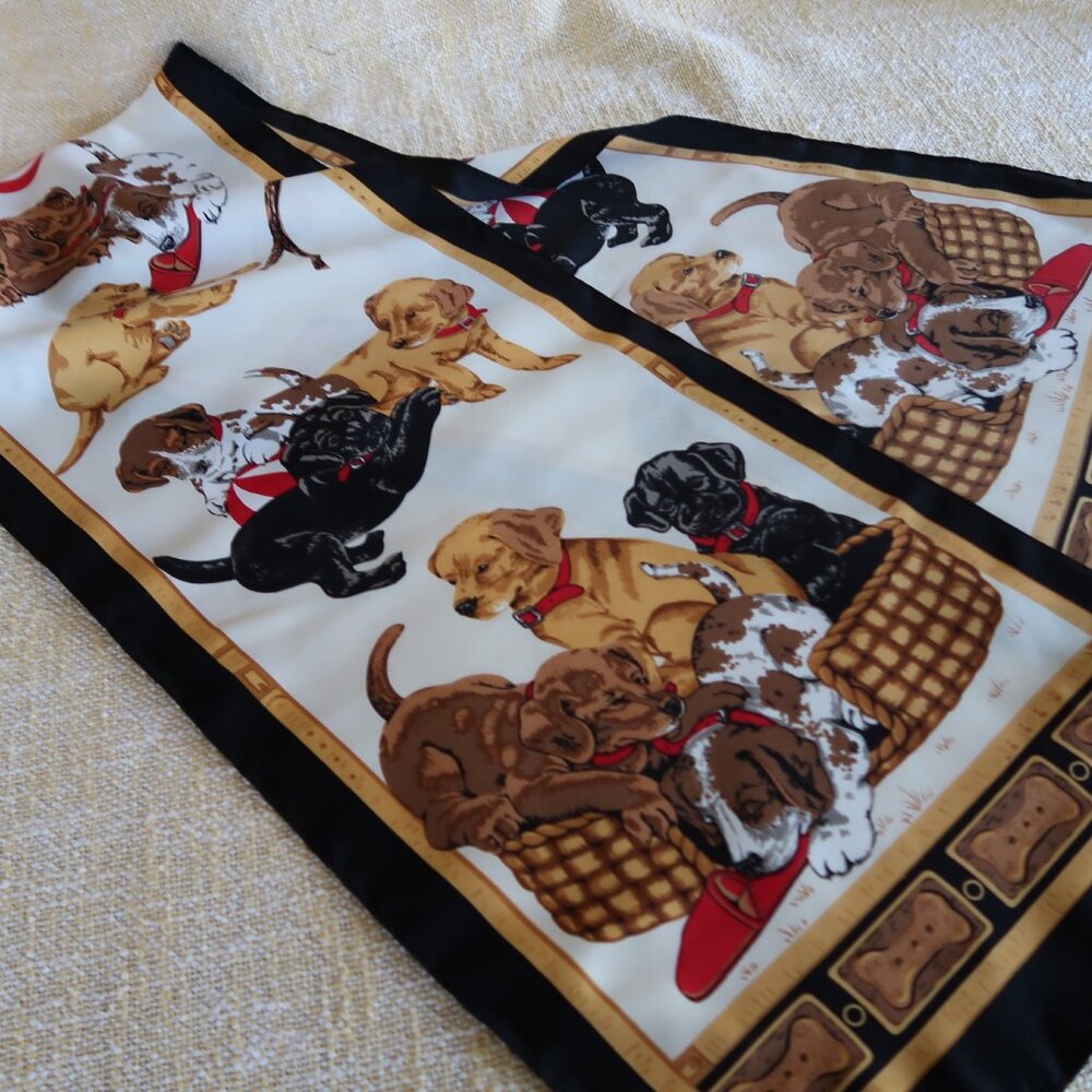Playful Puppies Print Ladies Scarf 52" x 13"